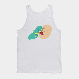 Cosmetology. Health and beauty. Botox and Plastic Surgery. Women's youth. Interesting design, modern, interesting drawing. Hobby and interest. Concept and idea. Tank Top